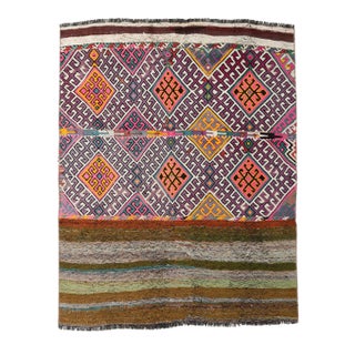 Purple Vintage Decorative Turkish Kilim Rug - 3`11″ X 4`6″ For Sale