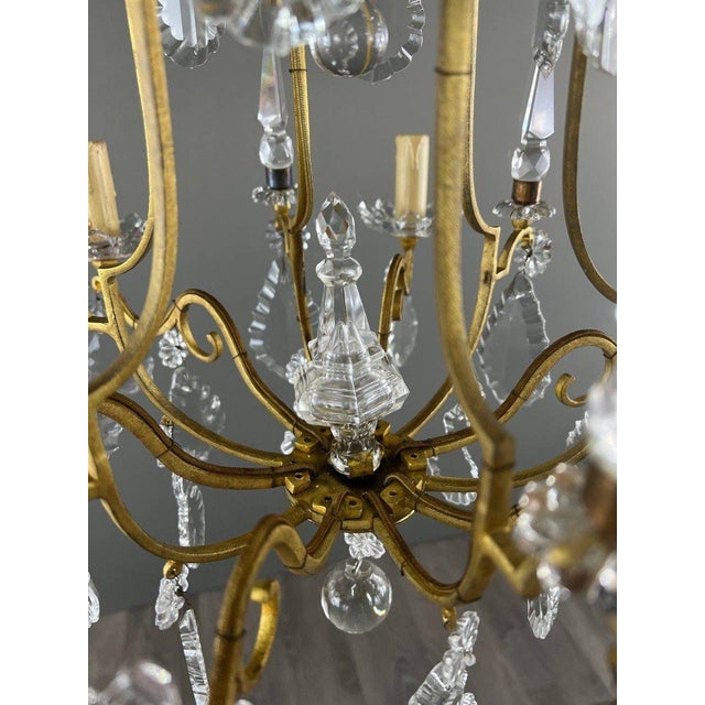 20th Century Brass and Crystal Chandelier For Sale - Image 3 of 8
