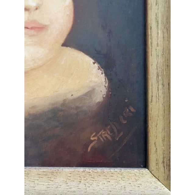 Portraiture Signed Oil Portrait of Child by Strelecki, Early 20th Century For Sale - Image 3 of 4