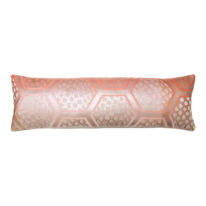 1970s Peach Ombre Silk Lumbar Pillow With Silver Accents