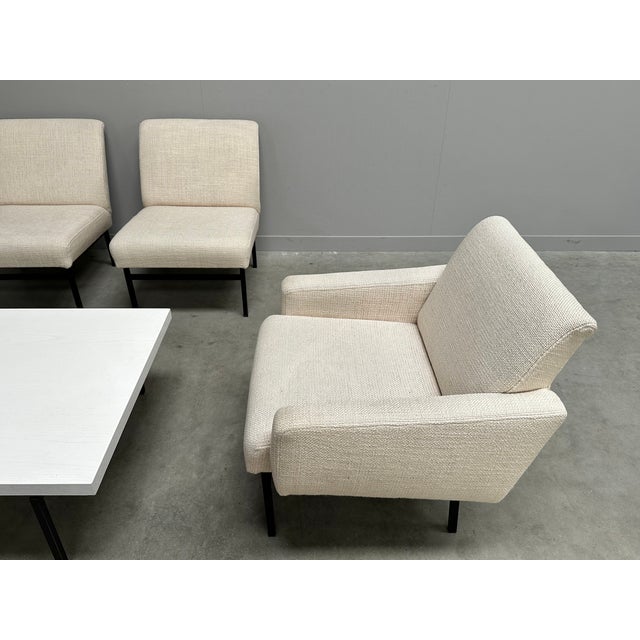 Black Mid-Century Modern Chairs and Coffee Table, 1960s, Set of 6 For Sale - Image 8 of 15