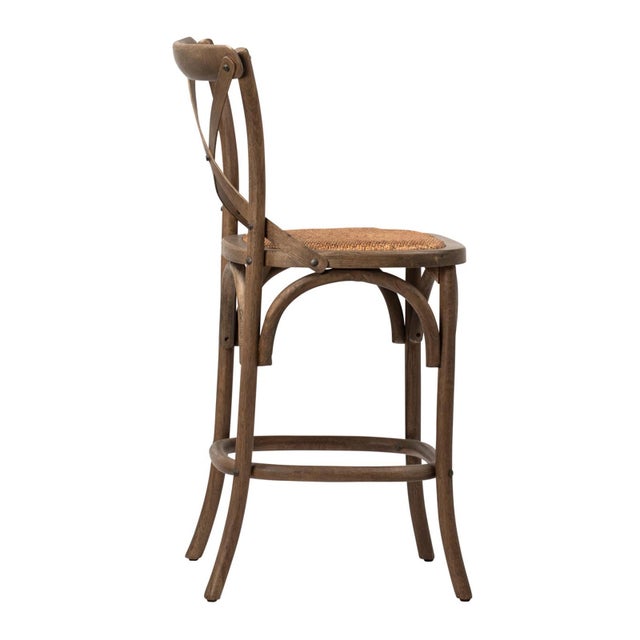 English Natural Oak & Rattan Counter Stool For Sale - Image 3 of 6