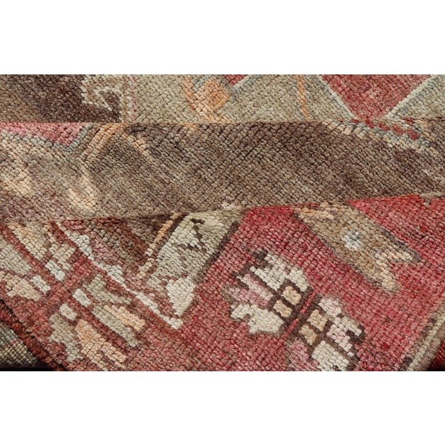 Vintage Turkish Kars Tribal Rug in Earthy Tones With Reds For Sale - Image 10 of 11