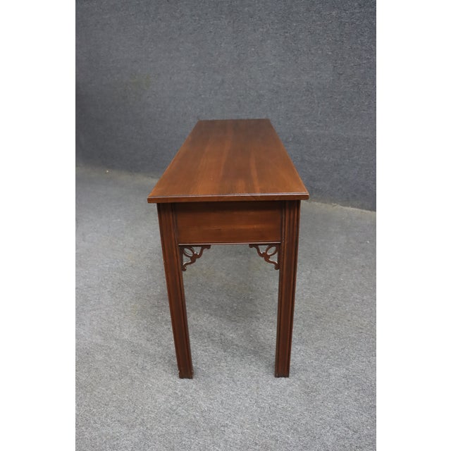 Brown Ethan Allen Cherry Georgian Style Four-Drawer Console Table For Sale - Image 8 of 10