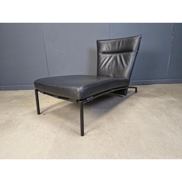 Vintage Black Leather Chaise Longue attributed to Peter Mally for Cor, 1990s For Sale - Image 9 of 13