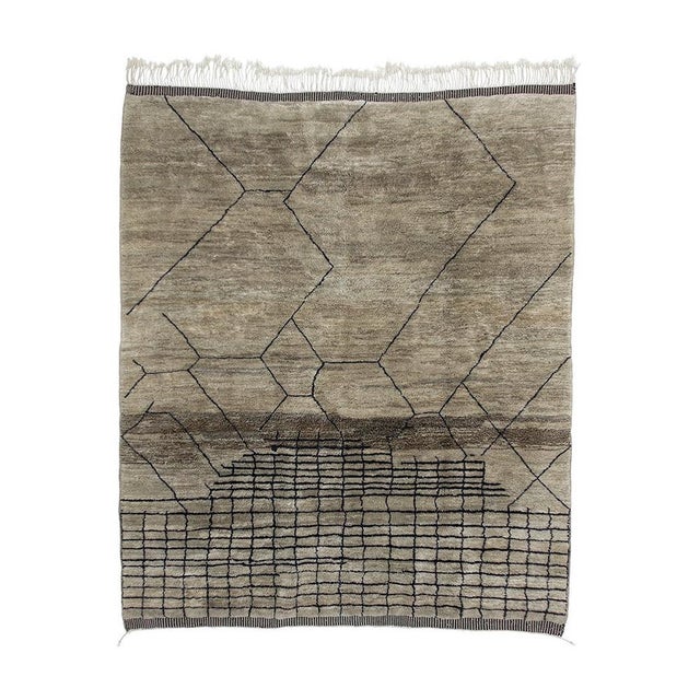 Black Hand-Knotted Wool Rug by Azele Studio For Sale - Image 8 of 8