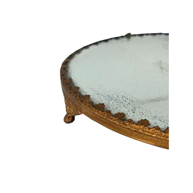 Late 19th Century French Rococo Ormolu Plateau Mirror Tray For Sale - Image 4 of 11