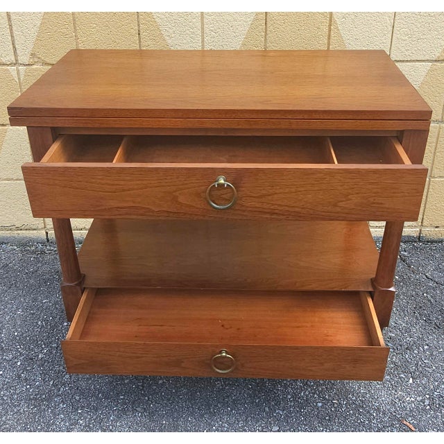 Tan Mid-Century Heritage-Henredon Walnut Expendable Rolling Buffet Server For Sale - Image 8 of 11