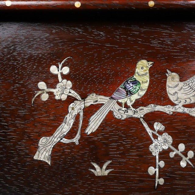 Wooden Tea Tray With Mother-of-Pearl Bird and Blossom Inlay For Sale - Image 9 of 9