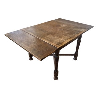 1930s Mid-Century Draw Leaf Oak Table For Sale