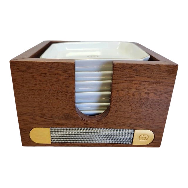 Gucci Coasters With Holder Italy 1970's For Sale