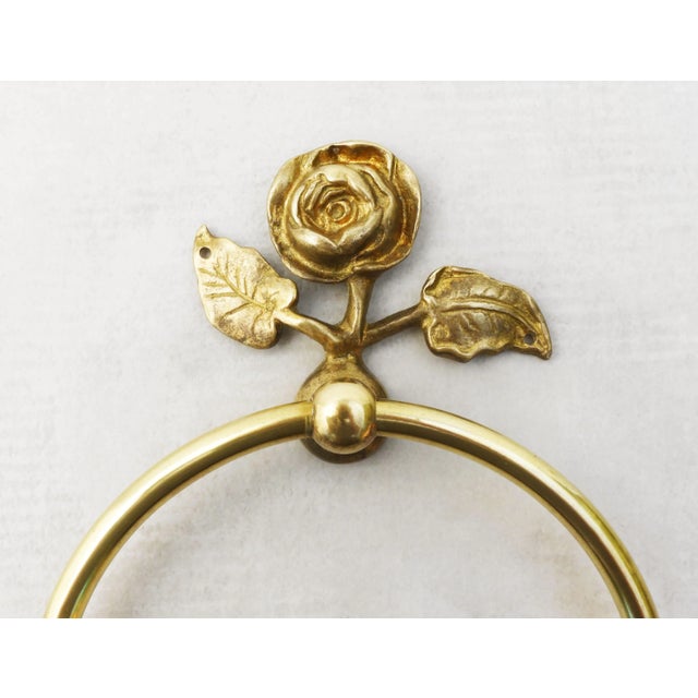 French Rose Flower Bathroom Accessories in Bronze and Brass, 1950s, Set of 5 For Sale - Image 6 of 14