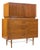 Paul McCobb Style Furnette Mid Century Walnut and Brass Highboy Dresser For Sale