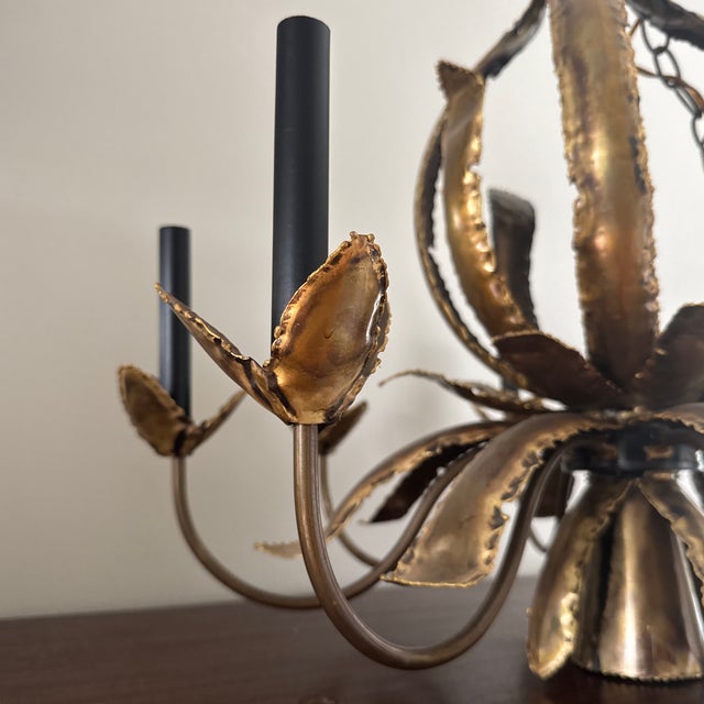 Vintage Mid 20th Century Tom Greene for Feldman Torch Cut Chandelier For Sale - Image 9 of 12