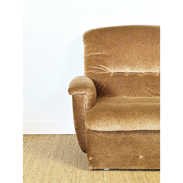 Beige Vintage Modular Sofas and Velvet Armchairs, 1960s, Set of 6 For Sale - Image 8 of 18