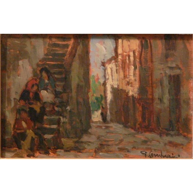 Giuseppe COMPARINI Stepladder in the alley, 1971 Oil on canvas Signature on bottom right 27 x 18 cm This piece is...