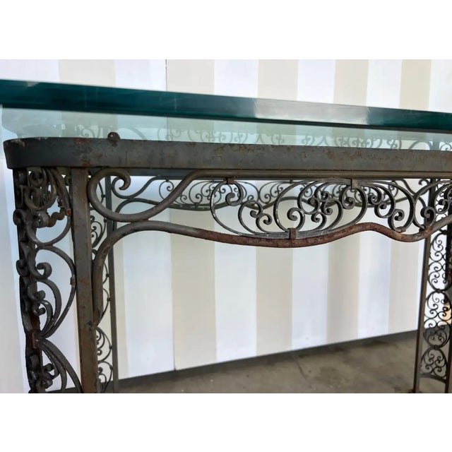 Early 20th Century Glass Top Iron Table For Sale In Richmond - Image 6 of 10