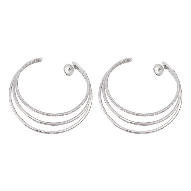 Messika Diamond 18k White Gold Gatsby Hoop Earrings, A Pair For Sale