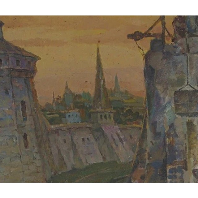 Antique Monumentscastles Architectural Monuments Oil Painting Original Soviet Art Ukrainian Artist Gorbachchenko A. 75-90 For Sale - Image 4 of 6