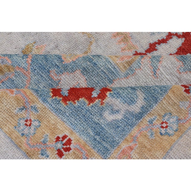 Large Hand Knotted Oushak Turkish Rug by Keivan Woven Arts, 12'8" X 16'10" For Sale - Image 15 of 16