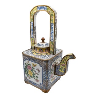 18th Century Chinese Canton Enameled Square Teapot For Sale
