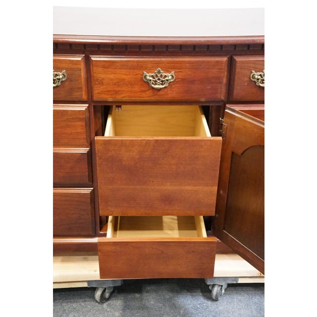 Broyhill Furniture Cherry Early American Traditional Style 67" Triple Door Dresser 735-6597-32 For Sale In Kansas City - Image 6 of 15