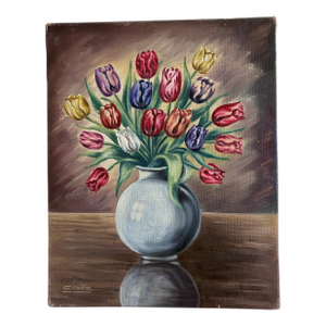 Vintage Original Flower Oil Painting, Floral Still Life Wall Art