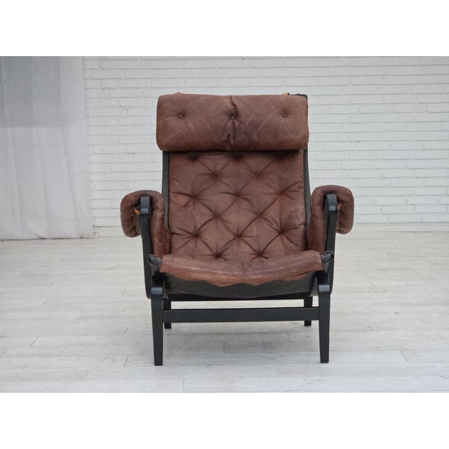 Swedish Pernilla Lounge Chair in Leather by Bruno Mathsson for Dux, 1970s For Sale - Image 11 of 18