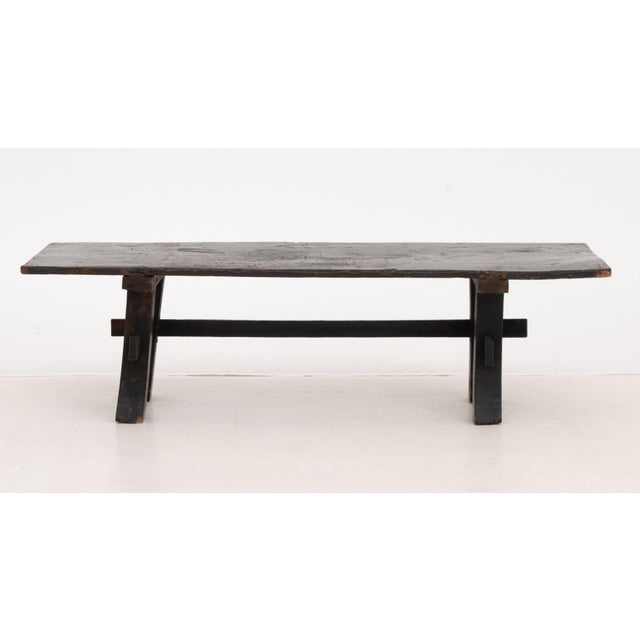 Japanese Japanese Ebonized Wood Bench, Meiji Period, 19th Century For Sale - Image 3 of 6