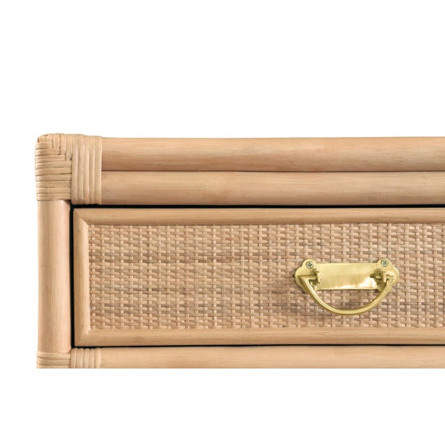 Tan Matthew Izzo Home Gideon Natural Rattan Two Drawer Console For Sale - Image 8 of 10