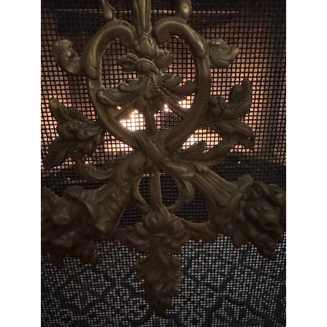 Sand Antique 19th-Century French Louis XV Style Brass (Bronze) Fireplace Screen For Sale - Image 8 of 12