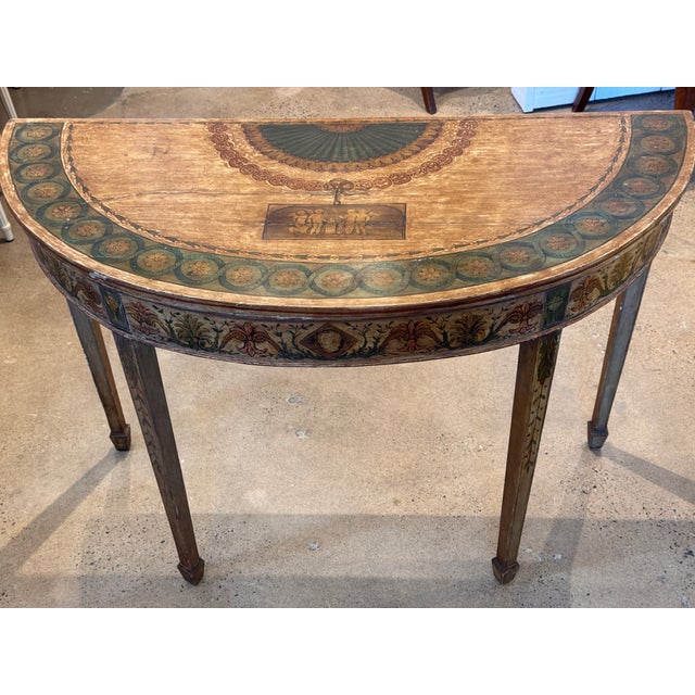 19th Century Italian Painted Demi-Lune Console Table For Sale - Image 6 of 14