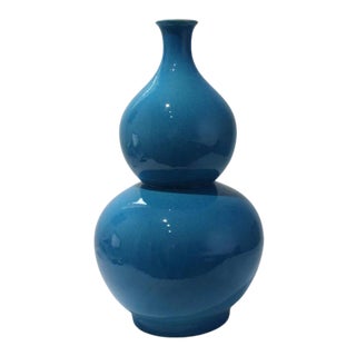 Double Gourd Vase 2ft High Turquoise For Sale