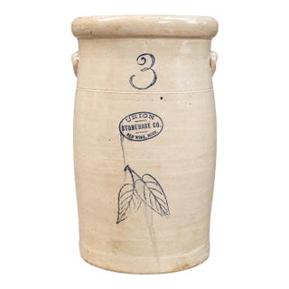 Antique Union Stoneware Co. Red Wing 3-Gallon Churn – Circa 1895–1909 For Sale