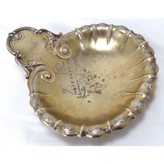 Victorian Antique American Victorian Rococo Revival Sterling Silver Trinket Tray For Sale - Image 3 of 13