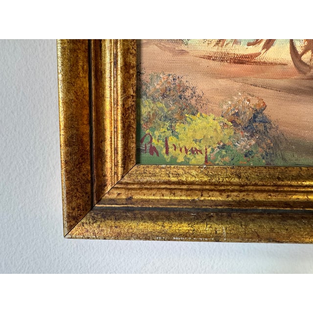 1970s Vintage Country Impressionist Horse & Carriage Oil on Canvas Painting – Frame For Sale - Image 10 of 11