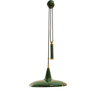 Vintage Metal Pull-Down Suspension Lamp For Sale