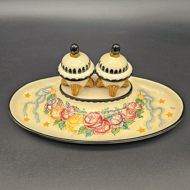 Ceramic Inkwell with Shelf by Kusche for Karlsruhe Majolica, 1916-1922, in Flawless conditions. Designed 1890 to 1919 This...