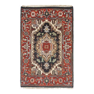 Pasargad DC Navy Blue Fine Hand Knotted Serapi Design Rug For Sale