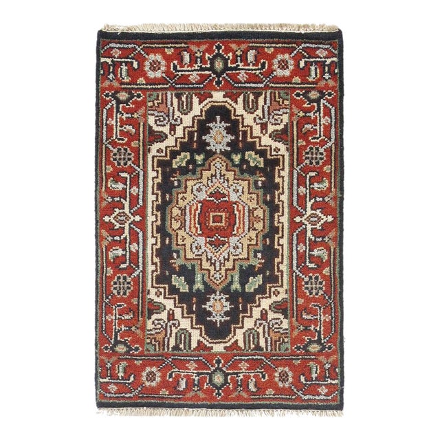 Pasargad DC Navy Blue Fine Hand Knotted Serapi Design Rug For Sale