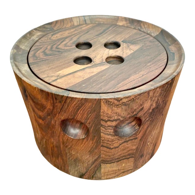 Organic Modern Richard Nissen Rosewood Geometric Ice Bucket For Sale
