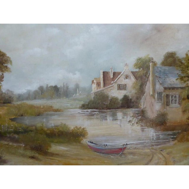 Modern Cottage by the River, 1965, Oil Painting on Board, Framed For Sale - Image 3 of 7