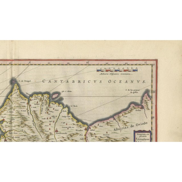Paper Blaeu Map of Galicia Spain, 1642 For Sale - Image 7 of 10