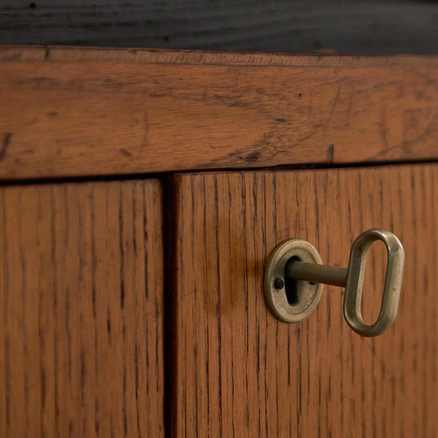 Vintage Oak Display Cabinet with Sliding Glass Panels, 1950s For Sale - Image 12 of 18