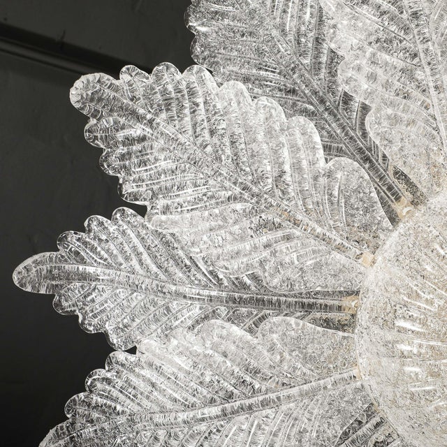 Modernist Hand-Blown Mottled Murano Glass Acanthus Flush Mount For Sale - Image 14 of 18