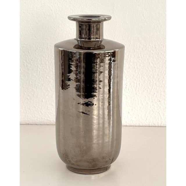 1960s Mid-Century Italian Metallic Ceramic Vase by Aldo Londi for Bitossi, 1960s For Sale - Image 5 of 11