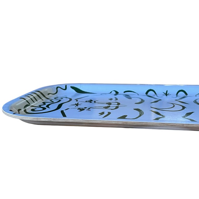 Luke Edward Hall Luke Edward Hall for Svenskt Tenn Endymion Green & Blue Wood Serving Tray For Sale - Image 4 of 9