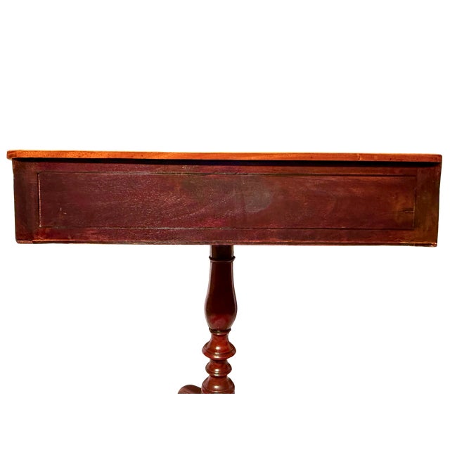 Wood Mid 19th Century Gorgeous George III Mahogany Inlaid End Table on Pedestal Base For Sale - Image 7 of 9