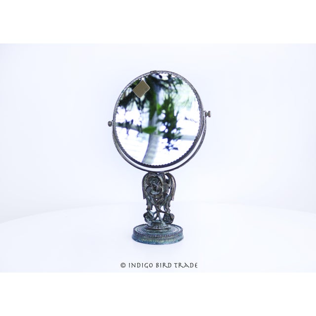 Antique French Bronze Two-sided Vanity Table Mirror This gorgeous French mirror has an old original label. The richly...