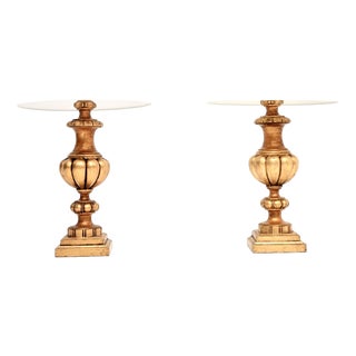 French Gilt Wood Table Lamps, 1950s, Set of 2 For Sale